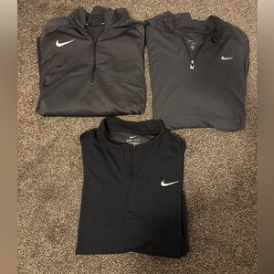 Nike Black and Charcoal Dri-FIT Quarter-Zip Tops (Set of 3)